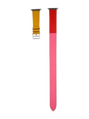 Hermes x Apple Double Tour Watch Strap Leather Rose Azalea/Capucine/Ambre